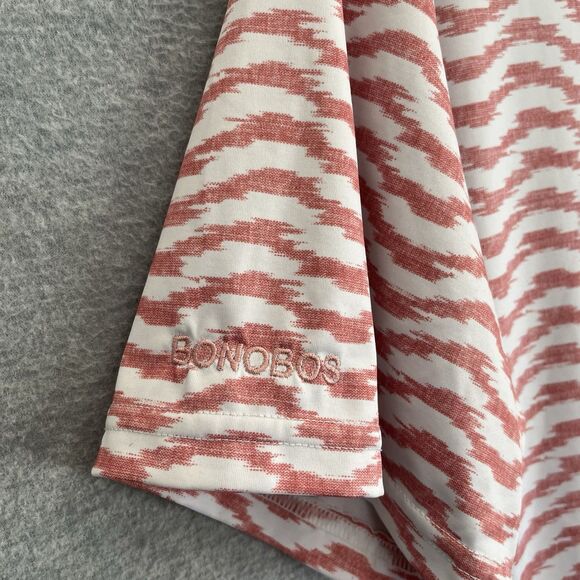 Bonobos Golf Polo Shirt Mens Large Slim Fit Preppy Chevron Ikat Stripe Wine Pink - Picture 3 of 10